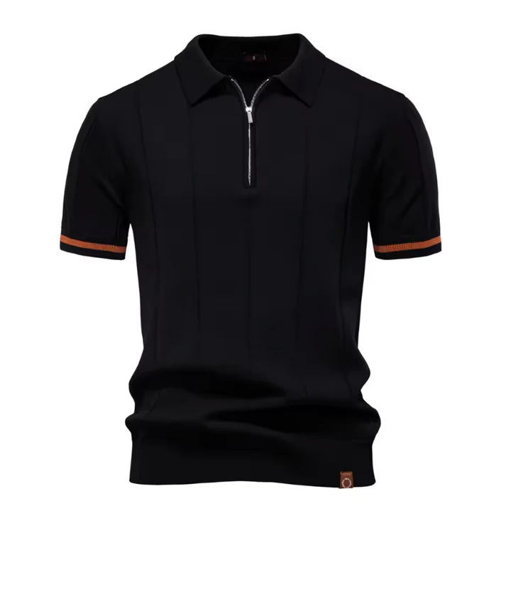 Men's Ribbed Zip Polo Shirt
