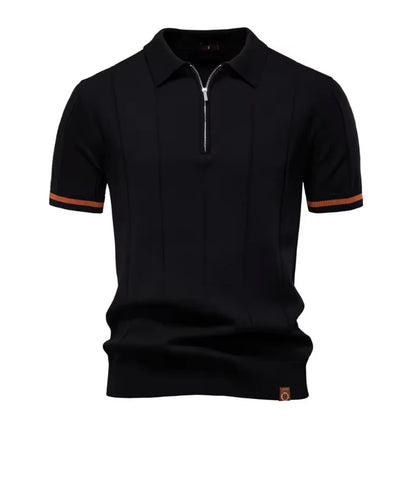 Men's Ribbed Zip Polo Shirt