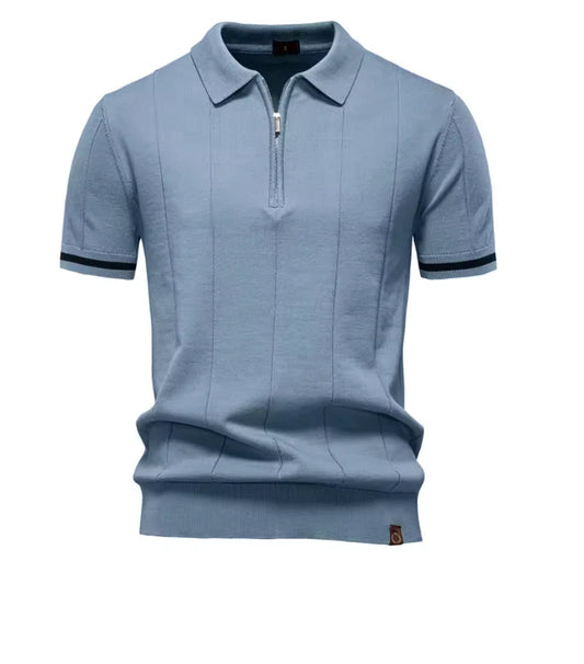 Men's Ribbed Zip Polo Shirt