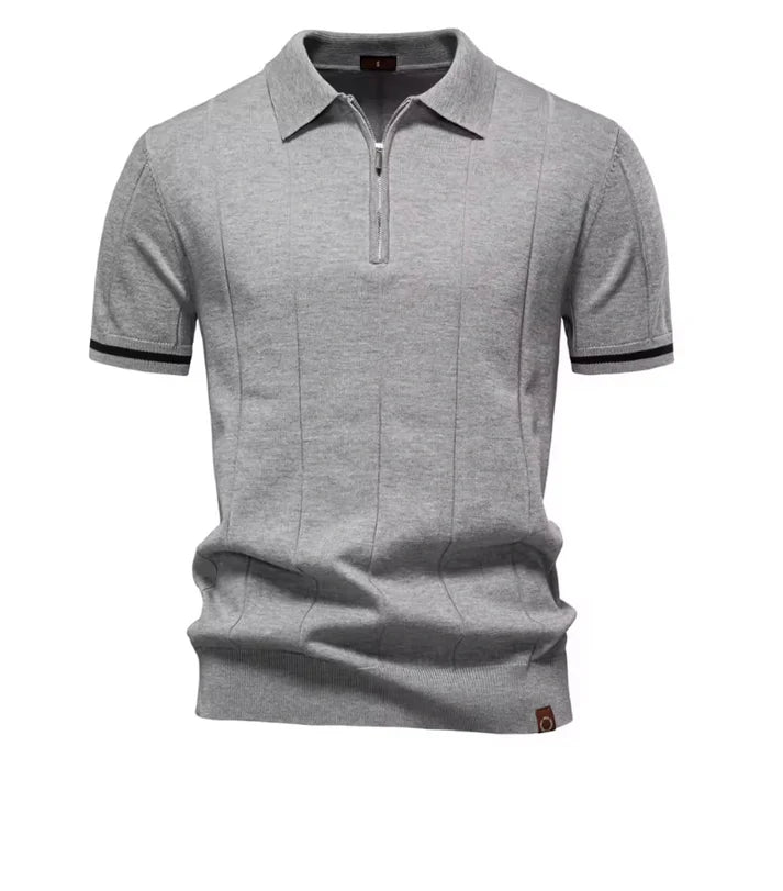 Men's Ribbed Zip Polo Shirt