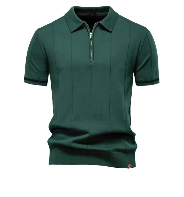 Men's Ribbed Zip Polo Shirt