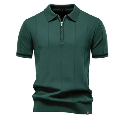 Men's Ribbed Zip Polo Shirt