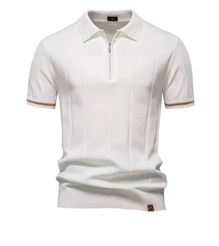 Men's Ribbed Zip Polo Shirt