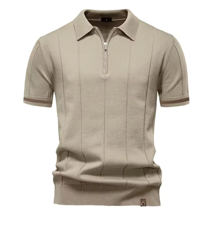 Men's Ribbed Zip Polo Shirt