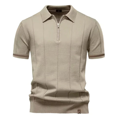Men's Ribbed Zip Polo Shirt