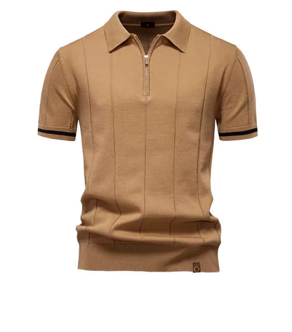 Men's Ribbed Zip Polo Shirt