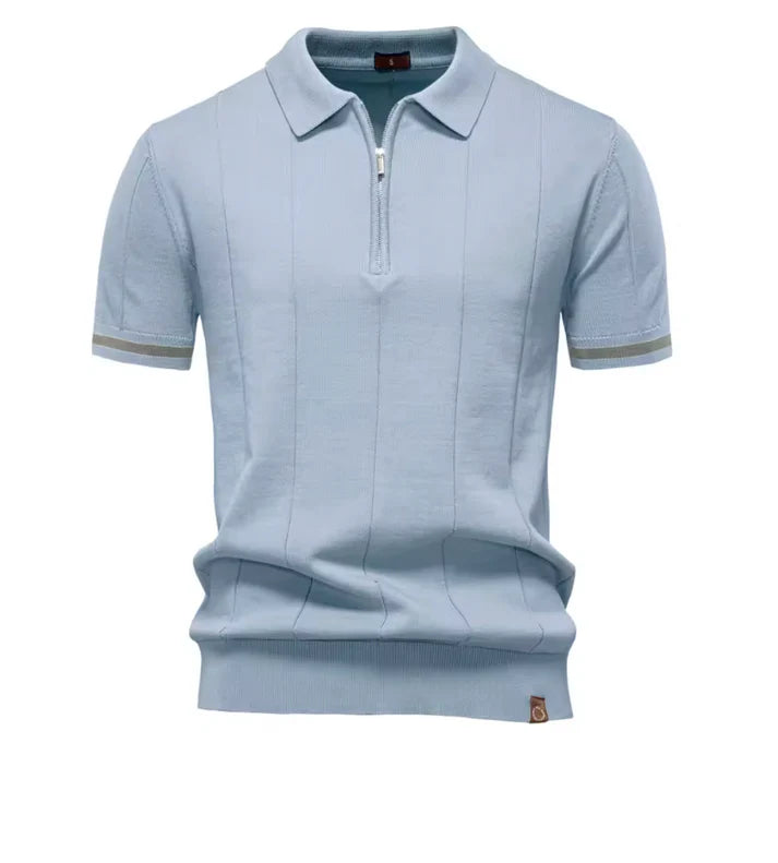 Men's Ribbed Zip Polo Shirt