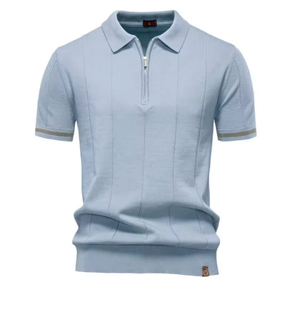 Men's Ribbed Zip Polo Shirt