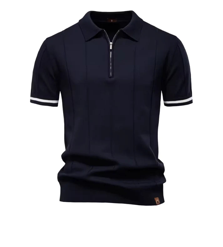 Men's Ribbed Zip Polo Shirt