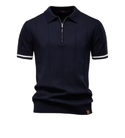 Men's Ribbed Zip Polo Shirt
