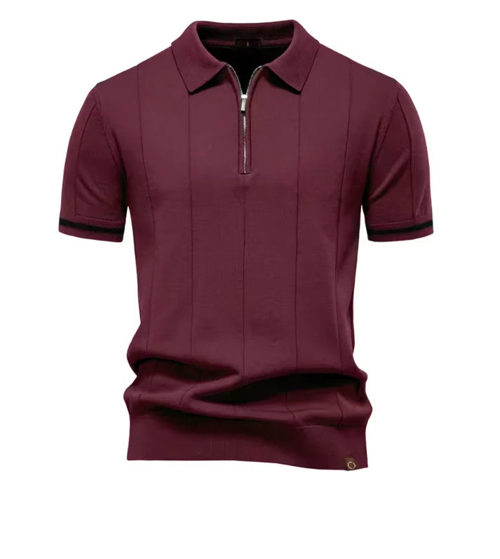 Men's Ribbed Zip Polo Shirt