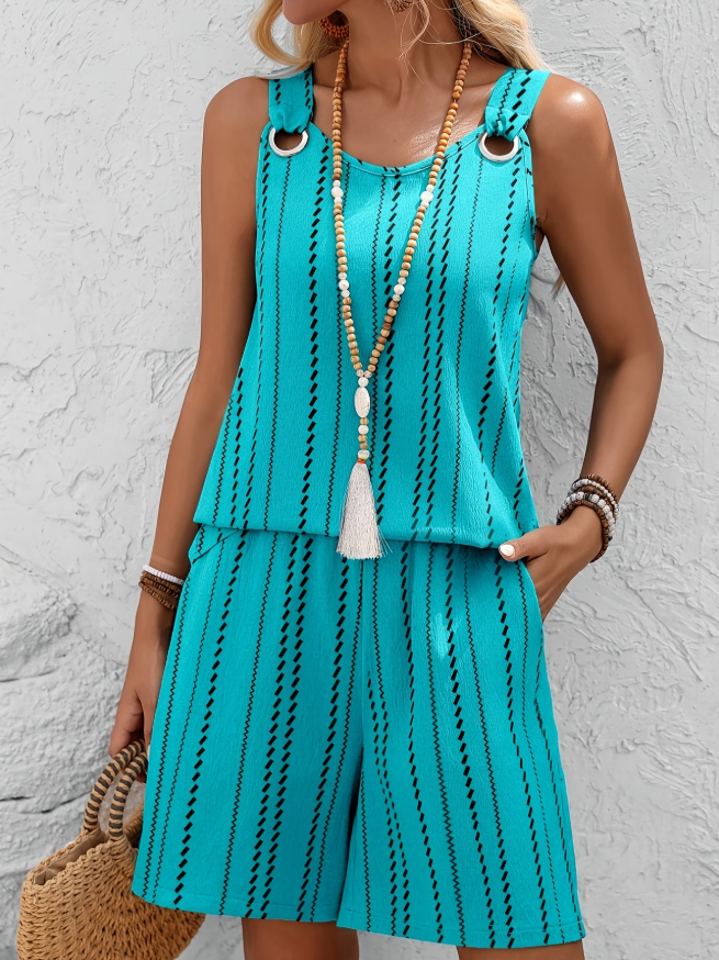 Women’s Sleeveless Two-Piece Shorts Set