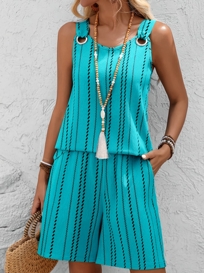 Women’s Sleeveless Two-Piece Shorts Set