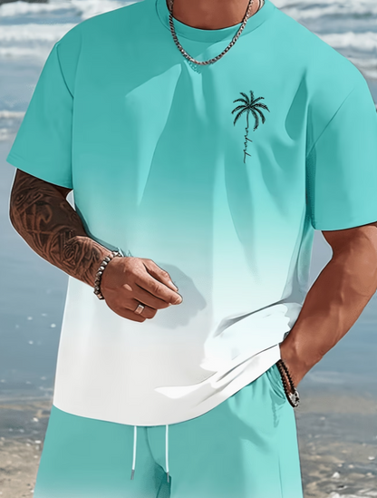 Men's Gradient T-Shirt & Shorts Set