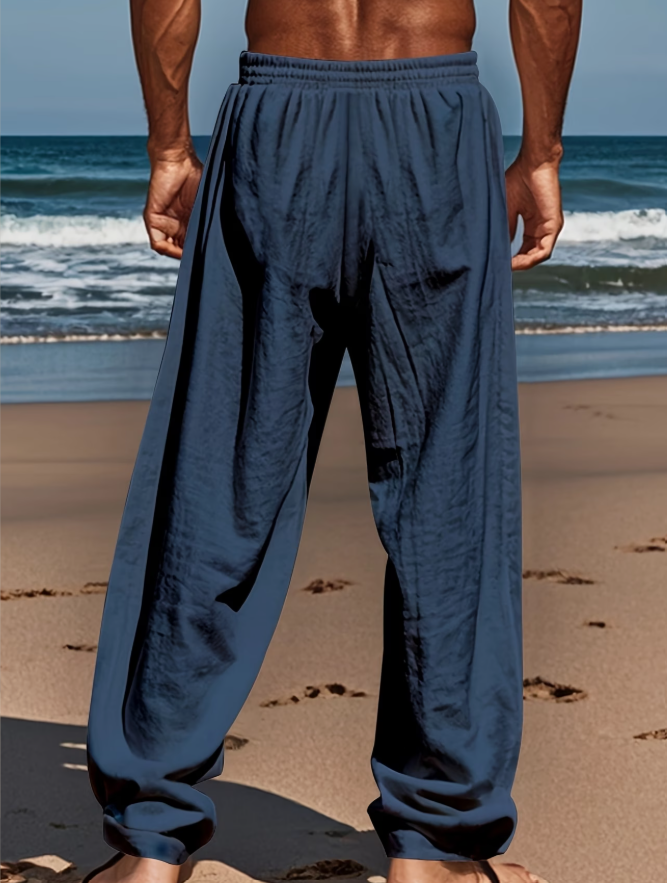 Men's Linen Blend Drawstring Pants Set