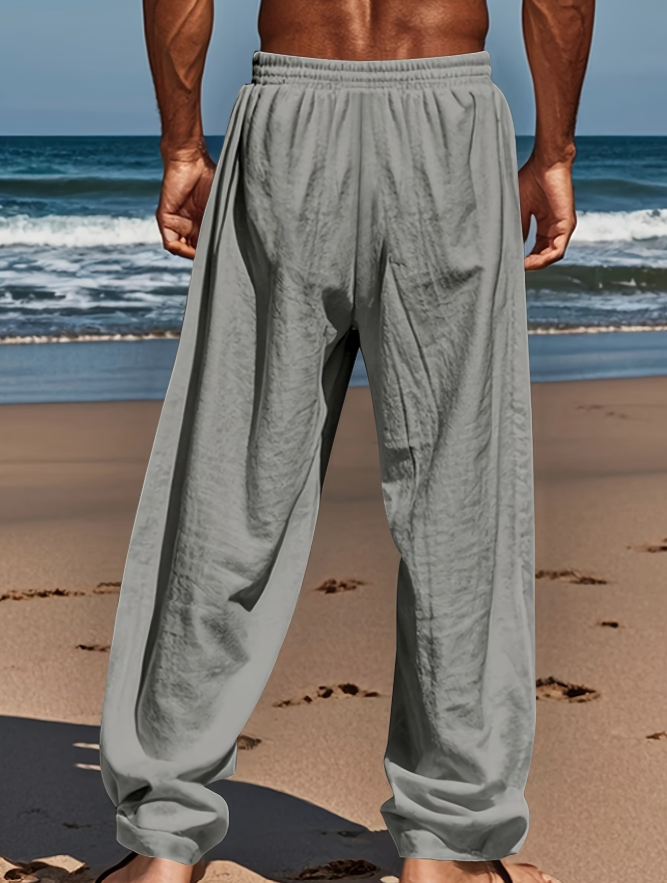 Men's Linen Blend Drawstring Pants Set