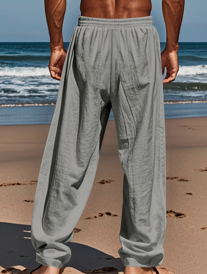 Men's Linen Blend Drawstring Pants Set