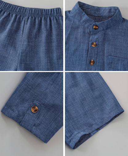 Men's Henley Shirt & Shorts Set