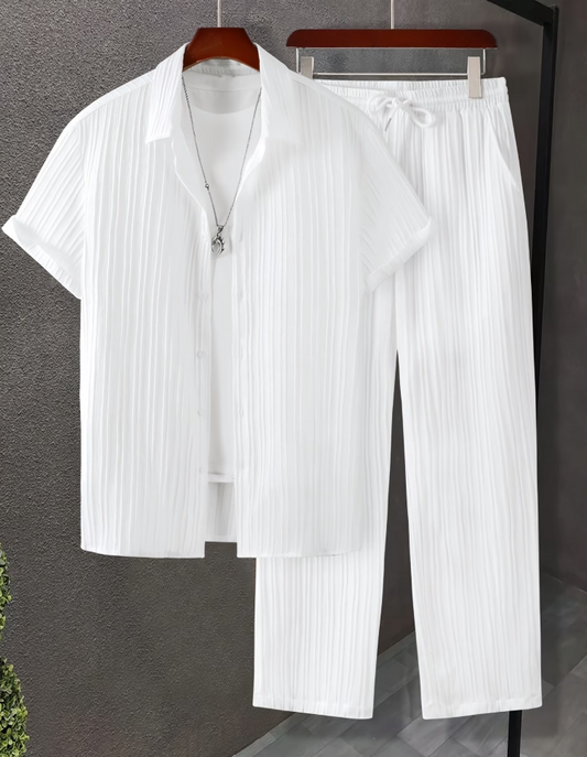 Men's Textured Shirt & Pants Set