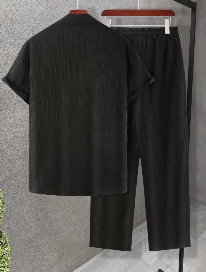 Men's Textured Shirt & Pants Set
