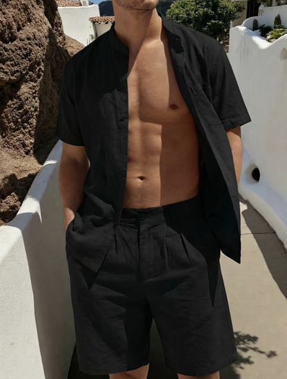Men's Button-Front Shirt & Shorts Set