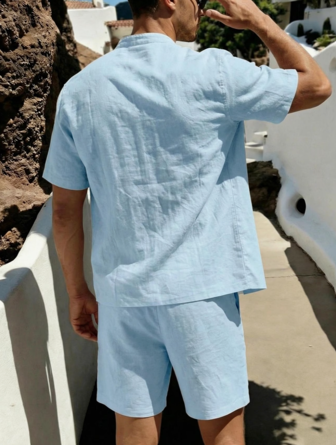 Men's Button-Front Shirt & Shorts Set