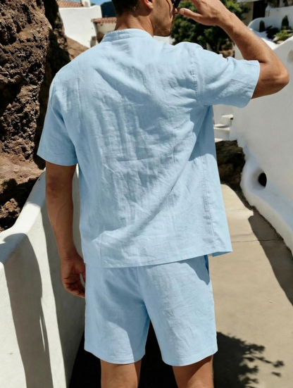 Men's Button-Front Shirt & Shorts Set
