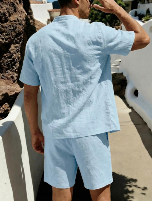 Men's Button-Front Shirt & Shorts Set