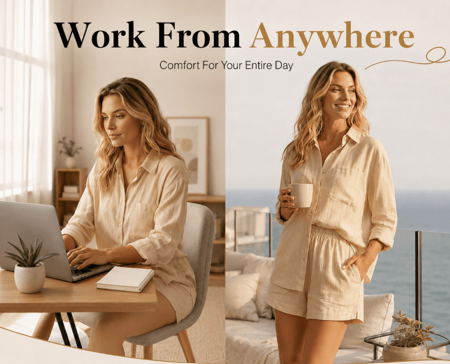 Women's Oversized Button-Up Shirt & Shorts Set