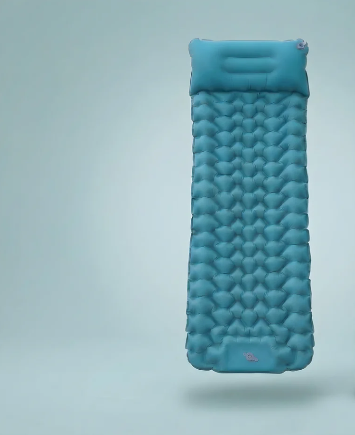 Inflatable Camping Sleeping Pad with Built-In Pillow