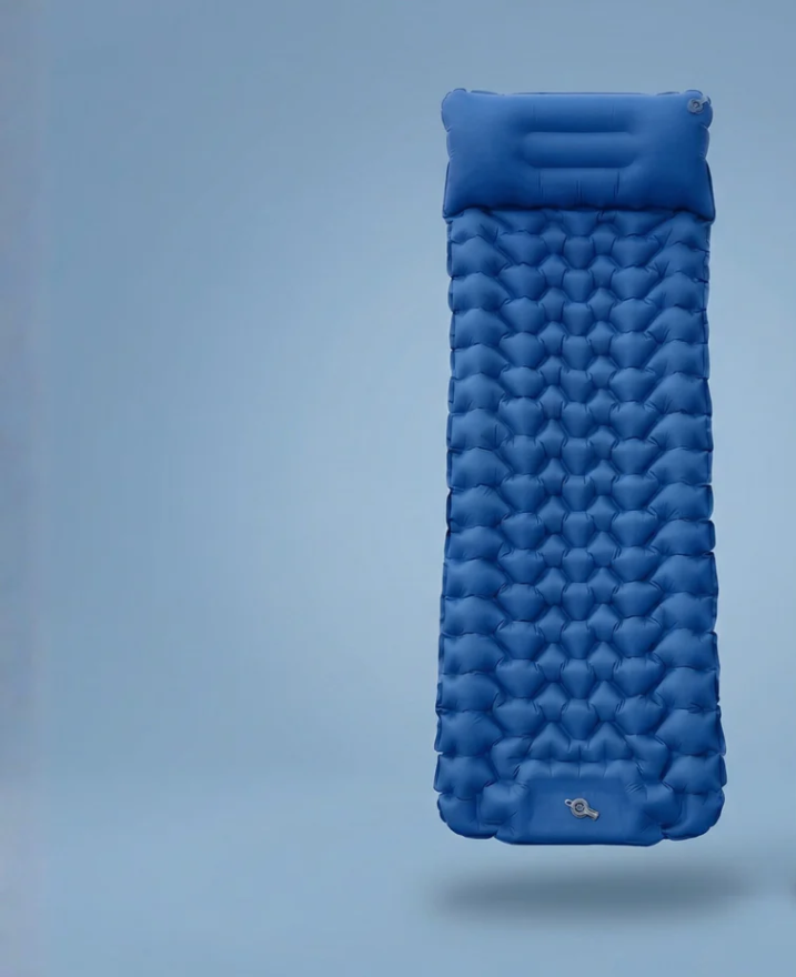 Inflatable Camping Sleeping Pad with Built-In Pillow