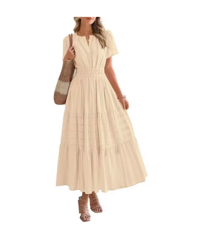 Women's Short Sleeve Tiered Maxi Dress