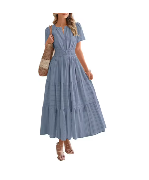 Women's Short Sleeve Tiered Maxi Dress