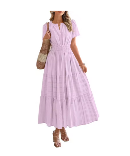 Women's Short Sleeve Tiered Maxi Dress