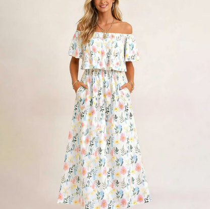 Women's Off-Shoulder Ruffle Maxi Dress
