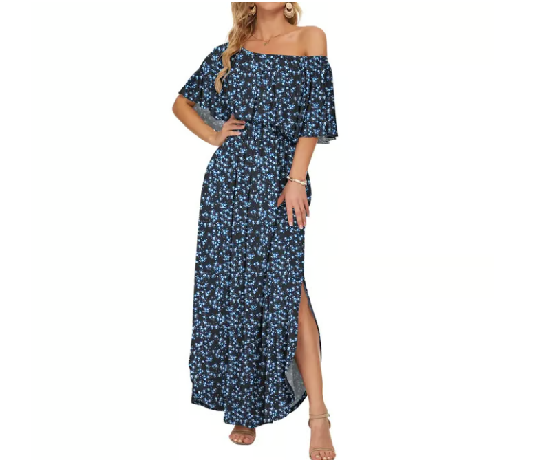 Women's Off-Shoulder Ruffle Maxi Dress