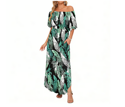 Women's Off-Shoulder Ruffle Maxi Dress