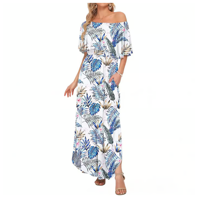 Women's Off-Shoulder Ruffle Maxi Dress