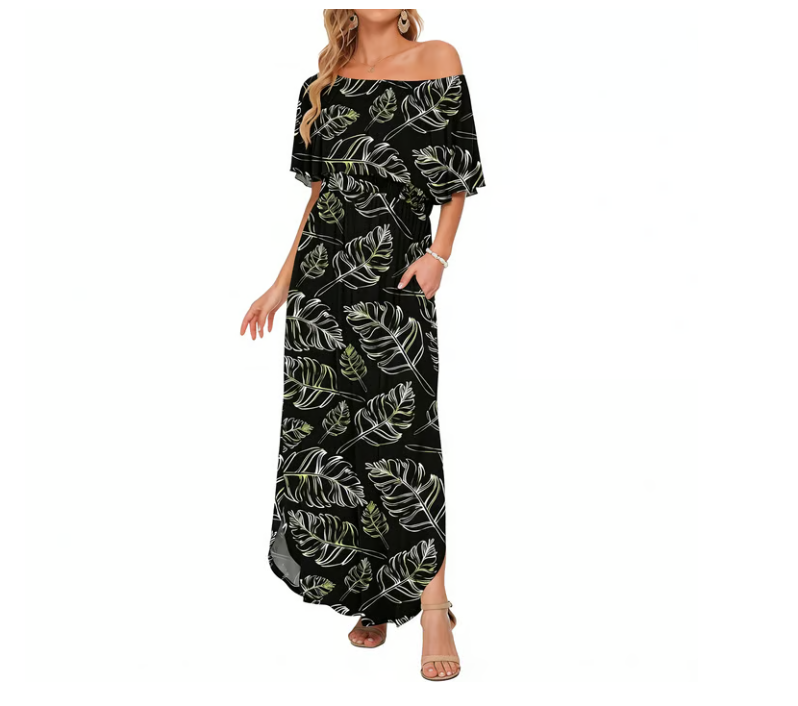 Women's Off-Shoulder Ruffle Maxi Dress