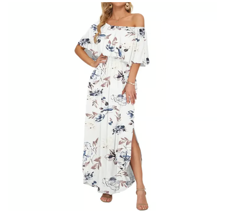 Women's Off-Shoulder Ruffle Maxi Dress