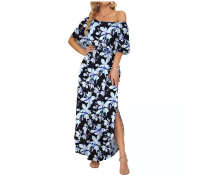 Women's Off-Shoulder Ruffle Maxi Dress