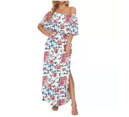 Women's Off-Shoulder Ruffle Maxi Dress
