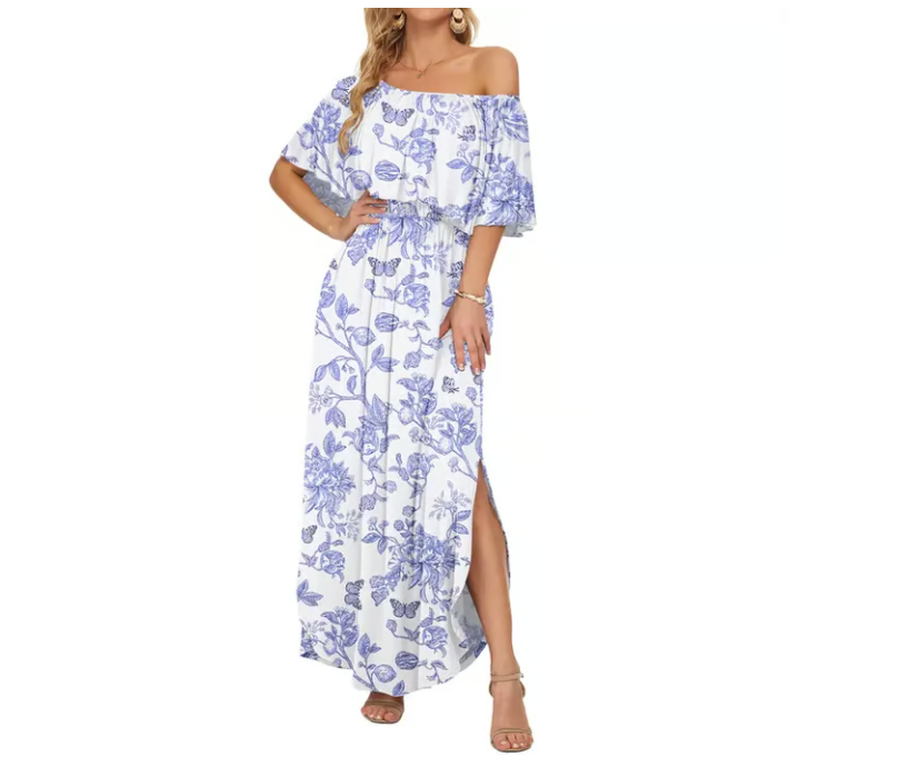 Women's Off-Shoulder Ruffle Maxi Dress