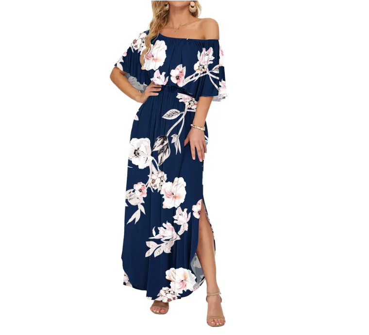 Women's Off-Shoulder Ruffle Maxi Dress