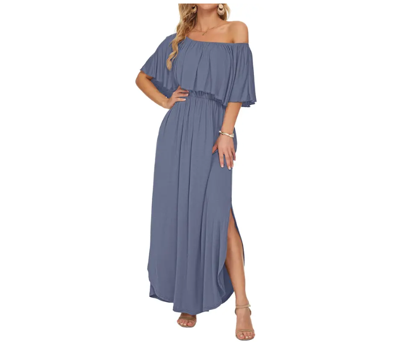 Women's Off-Shoulder Ruffle Maxi Dress