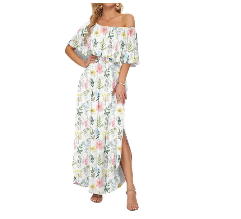 Women's Off-Shoulder Ruffle Maxi Dress
