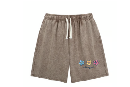 Women's Washed Graphic Drawstring Lounge Shorts