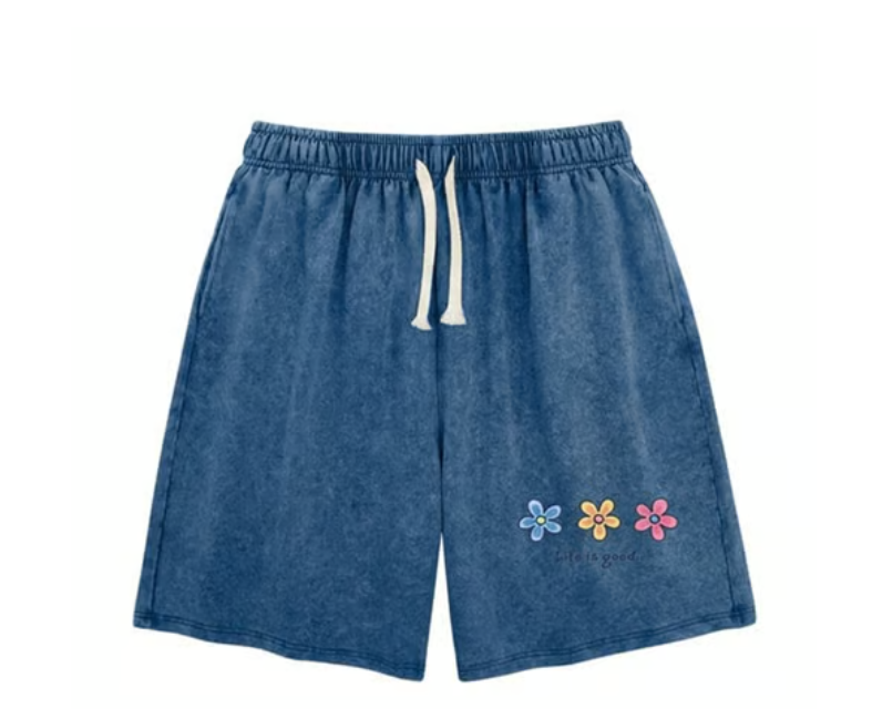Women's Washed Graphic Drawstring Lounge Shorts