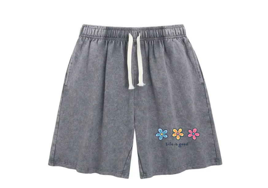 Women's Washed Graphic Drawstring Lounge Shorts