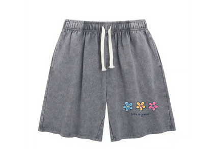 Women's Washed Graphic Drawstring Lounge Shorts